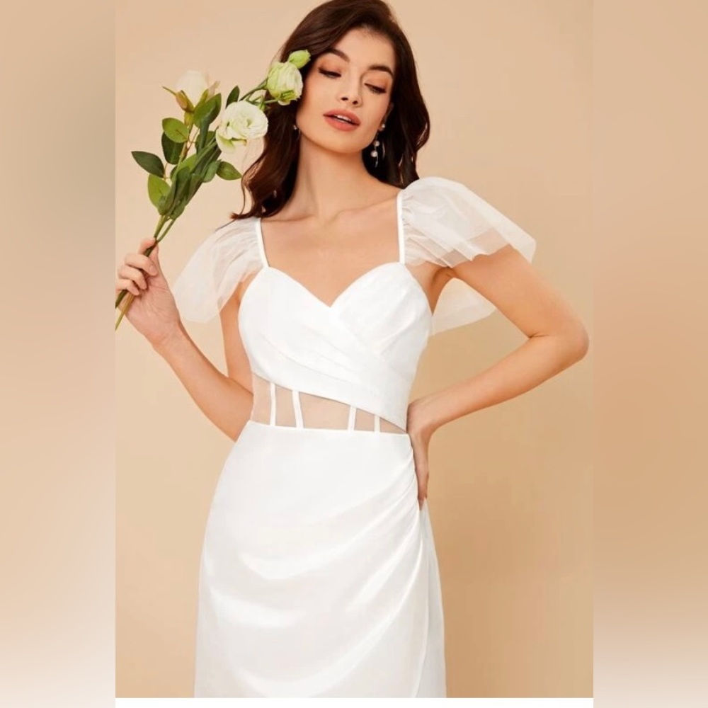 Mesh Ruffle Wedding Dress $26 XL - Picture 2 of 7